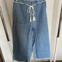 ローリーズファーム フリンジ付き デニム ワイドパンツ