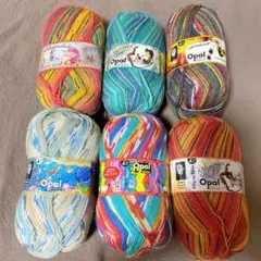 【5玉＋91g】Opal(オパール)4本撚りソックヤーン100g巻425m 毛糸