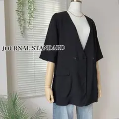 JOURNAL STANDARD リネンライクハーフスリーブジャケット 黒のサムネイル