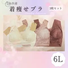 ノンワイヤーブラ3枚組　6L　5XL　シームレスブラ　ナイトブラ　小さく見せる