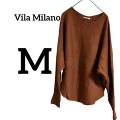 Vila Milano【M】長袖トップス ニット風カットソー 茶 ブラウン 秋冬