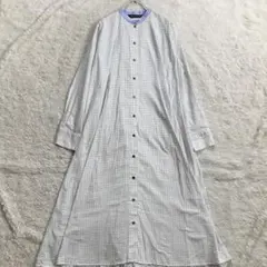極美品・近年モデル✨ミズイロインド　シャツワンピース　バンドカラー　着丈117