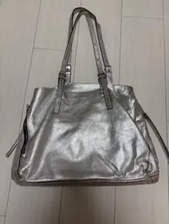 GIANNI ジャンニキャリーニ トートバッグ シルバー レザー 肩掛けイタリア