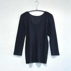 【未使用美品】プリーツプリーズ　ブラック長袖トップス プリーツプリーズ ブラック 長袖トップス