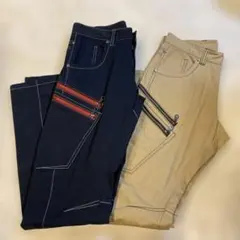 HUMMER ワークパンツ 黒 ベージュ2本セット　 S