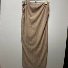 SHEIN リブタイトスカート ロングスカート Mベージュ スリット ストレッチ