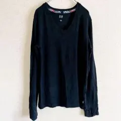 お得⭐️ GAP 黒 Vネック 長袖 Tシャツ 【L】 トップス ブラック