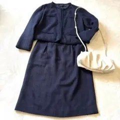 【UNITED ARROWS】ツイードセットアップ　40 紺　卒業式　入学式