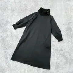 ハイネックワンピース【M】裏起毛 ふんわり ブラック ゆったり 綺麗めカジュアル