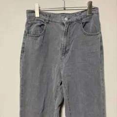 グレイル　ハイウエストストレートデニムパンツ(L)グレー　ハートウォッシュ加工