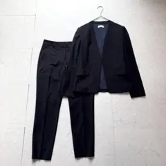 プラステ スーツ セットアップ XS ノーカラー パンツ ネイビー ストライプ