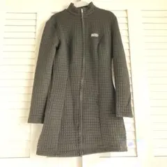 あったかい　ワッフルワンピース コートブラックキルティング　ジップアップ