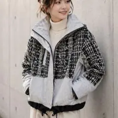 美品　高見え【Lallia Mu(ラリア・ムー)】ラメツイードパッファーコート