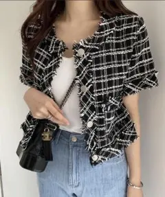 【週末セール】【美品】ツィードジャケット 半袖M