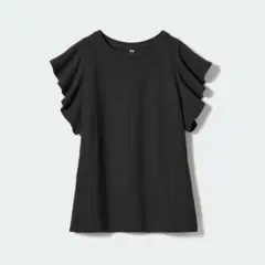 ユニクロ　レディース　夏服　ラッフルスリーブT 黒