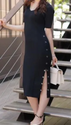 LIPSERVICE リップサービス　サイドリングドットリブワンピース