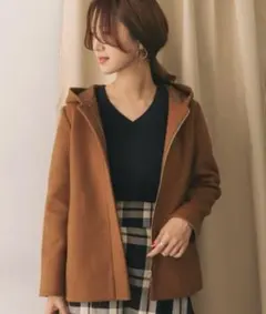 アーバンリサーチドアーズ ウールフードショートコート キャメル　M L