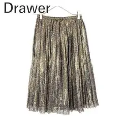 ドゥロワー Drawer プリーツスカート ゴールドラメ 柄 光沢 薄手のサムネイル