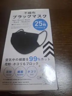 不織布 ブラックマスク 25枚入 ふつうサイズのサムネイル