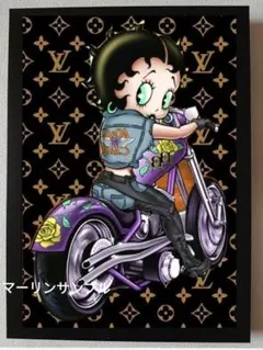ベティちゃん　ハーレーダビッドソン　ポスターフレーム付き壁掛けパロディアート