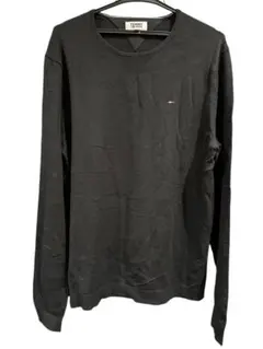 古着トミージーンズ薄手ニットセーター丸首黒M