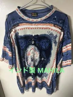 インド製 MAHILA ヴィンテージ ペイズリー オーバー 半袖T ユニセックス