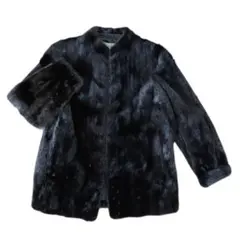 美品✨ムーンバット 最高級 逆毛ブラックミンク 毛皮コート 11号