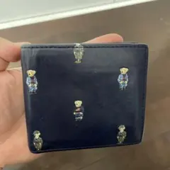 Used POLO クマプリント 二つ折り財布 ネイビー