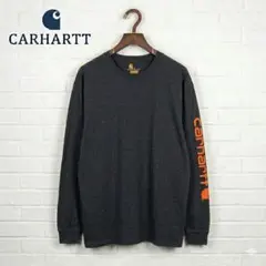 美品 カーハート ロンT L グレー 長袖 袖ロゴ