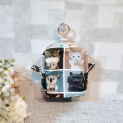 ねこ柄　ボックスポーチ　シガレットポーチ　タバコ　コスメポーチ　ミニポーチ