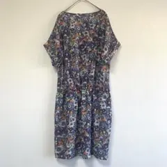 【Relacher ルラシェ 】花柄 シフォン フレンチリブ　ワンピースのサムネイル