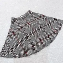 プロポーションボディドレシッング　フレアスカート　膝丈　ブラック　チェック柄