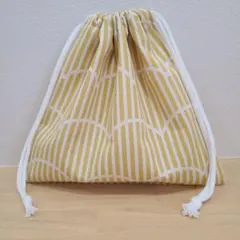 No.790　ハンドメイド　巾着 花柄　コップ袋　給食袋　イエロー