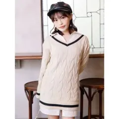 リップサービス シャツレイヤードケーブルワンピース