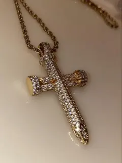 18kダイヤモンドクロスネックレス
