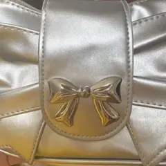 リボン付きシルバーバッグ