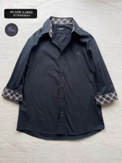 BURBERRY BLACK LABEL ロゴ刺繍　七分丈袖シャツ　カットソー