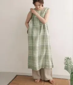 【URBAN RESEARCH DOORS】リネンチェックワンピース