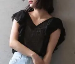【未使用】E hyphen world gallery　シフォンブラウス　黒