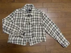 ZARA クロップドジャケット ホワイト・ブラック チェック柄