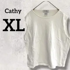 美品❣️Cathy【XL】ノースリーブTシャツ ホワイト