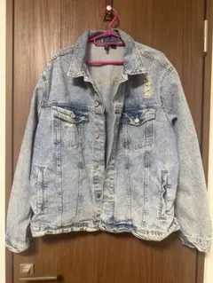H&M デニムジャケット ダメージ加工 ライトブルーのサムネイル