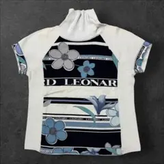 LEONARD 花柄 フロントロゴ ハイネック ハーフスリーブ ニット 40のサムネイル