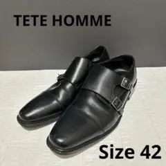 TETE HOMME ダブルモンクストラップ シューズ 42 EEE ブラック