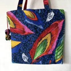 ◆ハンドメイド✂️ ◆アフリカ布◆ 羽根模様トートバッグ・ショルダーバッグ