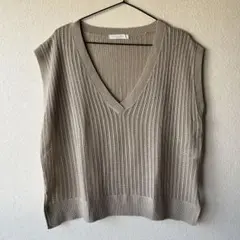 chocol raffine robe 透かし編みニットベスト ベージュ F