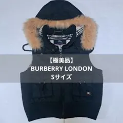 【極美品】バーバリーロンドン ベスト ノバチェック フォックスファー Sサイズ