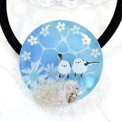 もちもち様お取置きです。Ｎｏ．730 レジン シマエナガ 夏 海塗り ヘアゴム レジン ヘアゴム ハンドメイド 海 デコ 夏 シマエナガ - メルカリ