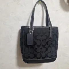 COACH ブラック ロゴパターン ハンドバッグ