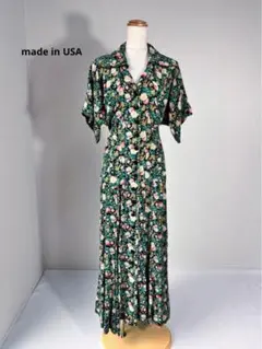 ヴィンテージ 80s USA製 花柄 フラワープリント シャツワンピースY716